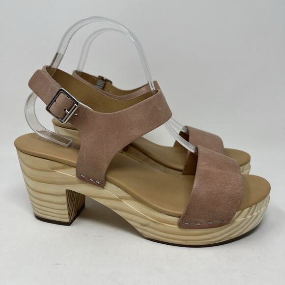 Nisolo All Day‎ Open Toe Clog Sandals Almond Brown Leather Platform Shoes Size 9 - Picture 4 of 14
